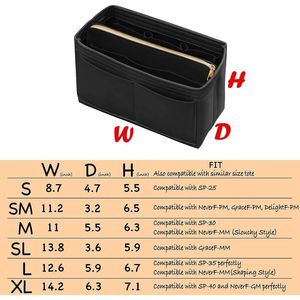 Organizer per Borsa da Donna con Cerniera, Inserto in Feltro per Borse e Borsette, Portachiavi, Organizer per Borsa a Mano che si Adatta Perfettamente - Product Image 3