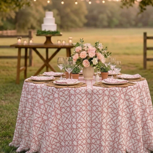 Indian Handmade Cotton Table Cloth Beautiful Hand Block Printed Cotton Table Cover for <b>Wedding</b> Table Cloth for Sale - Product Image 1