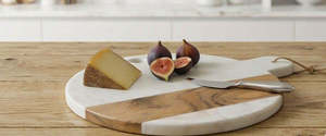 Planche à découper ronde en marbre de qualité supérieure, 12 pouces, épaisse, plateau de service pour fromage, planche à découper moderne pour la cuisine, design élégant - Product Image 2