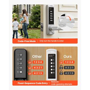 Serratura Intelligente per Porta con Combinazione a 5 Cifre, Pulsantiera a Singolo Lato, Ingresso Senza Chiave, con Chiave Meccanica per Porta Singola, Aggiornamento Codice 2.0 - Product Image 5