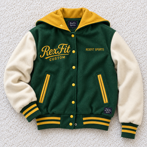 Blouson Bomber Universitaire Personnalisé Unisexe avec Broderie Personnalisée, Manches en Polaire Contrastantes, Ourlet Côtelé Rayé, Boutons Pression, Style Streetwear - Product Image 1