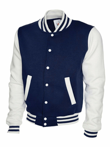 Service OEM personnalisé – Blouson de baseball vintage pour homme avec manches en polyester/coton et patchs brodés rayés sur le devant – Collection Automne/Hiver - Product Image 4