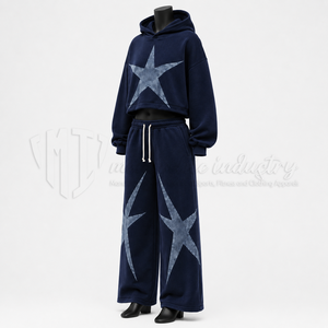 <b>Women</b>’s Custom Oversized Star Print Hoodie <b>Tracksuit</b> Set Wide Leg Sweatpants Streetwear Casual Two Piece Jogger Set - Product Image 3