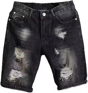 Shorts en jean décontractés pour hommes, coupe droite, effet vieilli, poids lourd, impression numérique, personnalisables, marque privée, haute qualité, OEM 2026 - Product Image 1