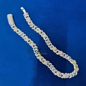 Moissanite S925 <b>Statement</b> <b>Necklace</b> Gold Rhodium Plated Flower Link Chain Unisex Luxury Everyday Wear - Product Image 4