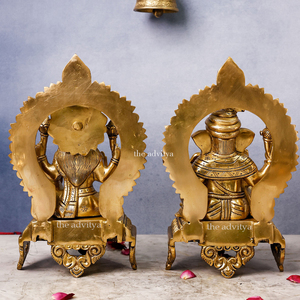<b>Large</b> Brass Laxmi Ganesh Statue Curved <b>Ring</b> Decorative Hindu God Idol for Worship and Home Decor Sculpture Product - Product Image 4