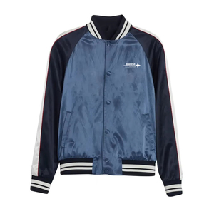 <b>Light</b> <b>Weight</b> Stylish Breathable Waterproof Satin Letterman <b>Jacket</b> with Stand Collar and Front Logo for Men Winter - Product Image 1