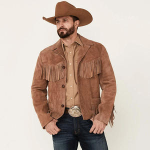 Men Genuine Leather with Pattern <b>Western</b> Style Turtleneck Cowboy Shirt <b>Jacket</b> Custom Color - Product Image 1