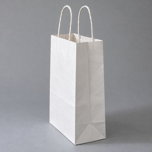 Custom <b>White</b> Kraft Paper Shopping <b>Bags</b> with Twisted Handles and Optional Logo Printing - Product Image 4