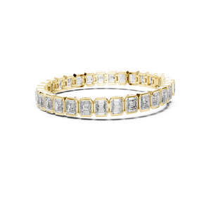 Luxury Men's Rhodium Plated Yellow Gold Round Cut and Marquise Diamond <b>Bracelet</b> IGI Certified Anniversary Wedding Jewelry - Product Image 2
