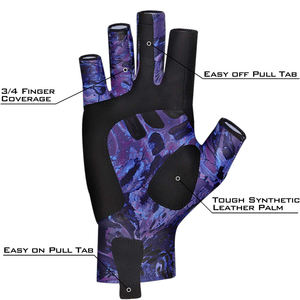 Guantes de pesca flexibles con diseño sin dedos, tela de malla transpirable y agarre texturizado para manipular cañas y carretes de pesca durante todo el día. - Product Image 3