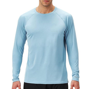Camiseta Deportiva Personalizada al por Mayor, Transpirable, con Logotipo Personalizado, Manga Larga, Color Azul Claro, para Compradores al por Mayor - Product Image 1