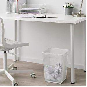 Corbeille de rangement rectangulaire en métal blanc, à poser au sol, légère - Product Image 1