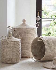 Panier de rangement tressé à la main en osier et jonc de mer avec poignée, vente en gros XH - Product Image 6