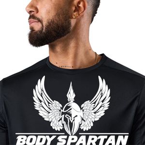 Men’s Black Performance Training T Shirt Crew Neck Short Sleeve <b>Athletic</b> Gym Workout Running Casual Sportswear Activewear Tee - Product Image 5