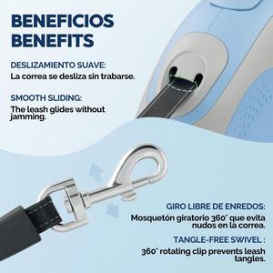 Laisse pour chien Yommy confortable avec système de freinage, trois tailles (3m, 5m et 8m), jusqu'à 15kg, 20kg et 35kg, extensible et sécurisée pour animaux de compagnie - Product Image 6