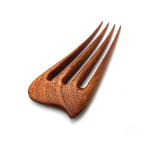 Fourchettes à cheveux en bois en forme de U, faites à la main, en bois naturel, avec incrustation de pierre bleue, pour femmes, accessoires pour chignon - Product Image 4
