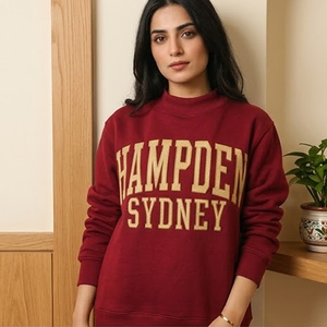 Sweat-shirt à col rond pour femme Hampden Sydney, imprimé lettres dorées, en coton tricoté, pour l'automne - Product Image 1