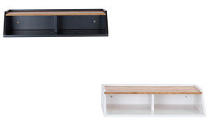 Black Colour Scandinavian Modern Durable MDF <b>Wall</b> Mounted Shelved <b>Unit</b> with Oak Veneer Finishing for Home Display - Product Image 6