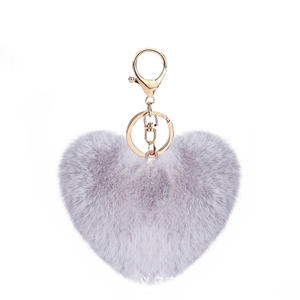 En <span class=keywords><strong>gros</strong></span>, Porte-clés <span class=keywords><strong>pompon</strong></span> en fausse fourrure moelleuse de 10 cm, motifs léopard, fleur, dessin animé, cœur, pour sac et voiture - Product Image 1