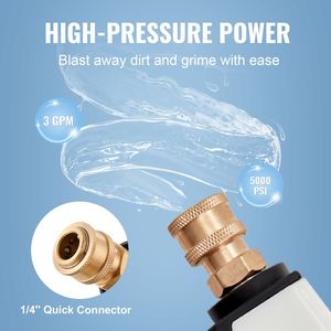 Idropulitrice corta ad alta potenza 5000 PSI M22-14 Mm/ M22-15/ 3/8 ''ingresso 1/4' bocchetta di collegamento rapido ugelli 5 colori schiuma - Product Image 5