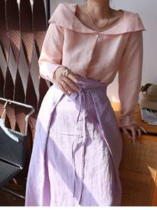 Blusa de Cáñamo Estilo Francés para Mujer, Vintage Hepburn, Elegante, Favorecedora, Cuello Holgado, Transpirable, para Uso Diario - Product Image 2