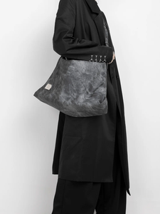 Sac fourre-tout structuré en cuir véritable gris avec fermeture éclair, grand sac à bandoulière pour femme, sac de travail minimaliste, sac de voyage, sac de shopping - Product Image 2