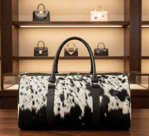 Sac de sport et de voyage spacieux en cuir de vachette pleine fleur de luxe avec bandoulière LHODB-0052 - Product Image 2