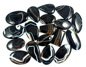 Natural Banded Black <b>Onyx</b> Loose Gemstone Cabochon Crystal Healing Gemstone For Jewelry Making - Product Image 2