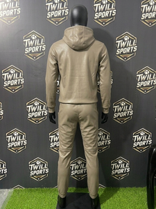 Luxury Genuine Leather Co-ord Set Streetwear Jacket Jogger <b>Trouser</b> Fashion Tracksuit Fleece Lined Windproof Leather Tracksuits - Product Image 3