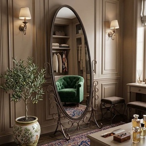 Miroir décoratif rond réglable fait main de style européen moderne en fer forgé de qualité supérieure pour couloir - Product Image 4