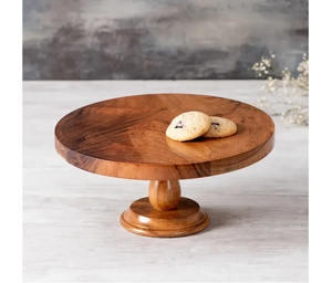 Support à gâteau en bois au design très tendance, plateau à gâteau en bois massif, outils pour gâteaux, à prix très abordable - Product Image 1