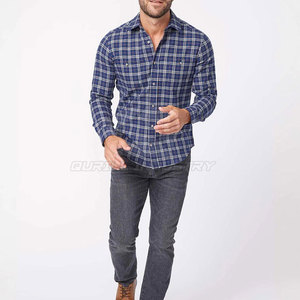 Camisa de Franela de Algodón para Hombre, de Alta Calidad, Venta al Por Mayor, Manga Larga, Diseño a Cuadros, con Botones y Bolsillo en el Pecho - Product Image 3