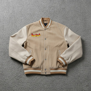 Men Varsity <b>Jacket</b> Letterman Style Outerwear Wool Blend Snap Closure Ribbed Sleeves Casual Streetwear Comfortable <b>Jackets</b> - Product Image 4