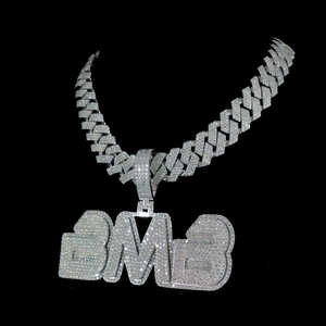 จี้ฮิปฮอปแบบกำหนดเอง925จี้เงินสเตอร์ลิงจี้ผ่านผู้ทดสอบ VVS เพชรโมอิสซานไนต์จี้ชื่อตัวอักษรน้ำแข็ง - Product Image 3