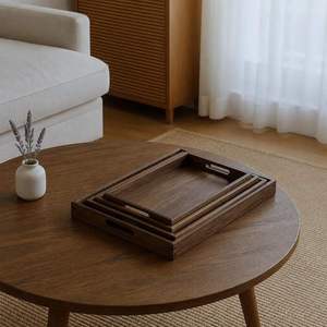 Elegante Bandeja Rectangular de Madera, Bandejas Decorativas Portátiles de Madera para Almacenamiento de Alimentos, para Té, Cubiertos, Frutas, Hogar, Cocina, Fiestas - Product Image 2