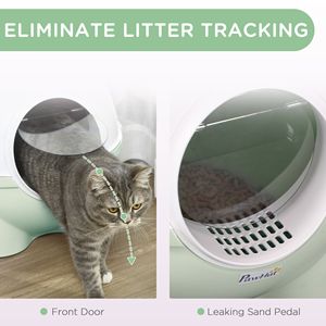 Lettiera per Gatti XL in Acciaio Inossidabile con Pedale Facile da Pulire, Verde Chiaro - Product Image 4