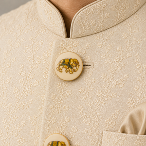 Botones de Lujo Personalizados de Latón con Esmalte Crema y Motivo de Elefante Real para Trajes, Blazers y Abrigos de Hombre - Product Image 3