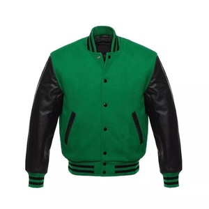 Customized Men's Luxury Varsity Letterman Bomber <b>Jacket</b> with Stand Collar Thick Wool Windproof & Breathable - Product Image 1