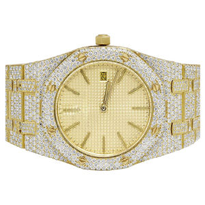 Reloj de Pulsera de Cuarzo de Acero Inoxidable para Hombre, Estilo Hip Hop, con Moissanita Iced Out y Diamantes VVS, Cristal de 20mm - Product Image 1