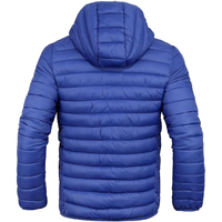 Veste d'hiver décontractée pour homme en cuir véritable écologique bleu avec capuche, coupe-vent en polyester, fermeture éclair sur le devant