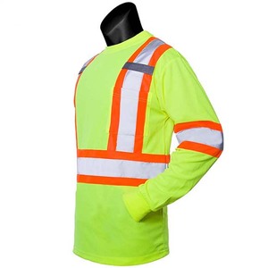 Chemise de sécurité à manches longues haute visibilité, vêtements de travail réfléchissants néon, équipement de construction, vêtements de protection avec bande argentée orange - Product Image 2