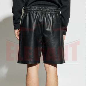 Black Eco-Friendly Breathable Waterproof Machine Washable Mid Waist Elastic Waist Premium Quality Pu Leather Shorts <b>for</b> <b>Men</b> - Product Image 3
