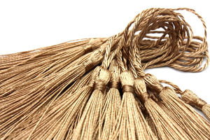 Marcapáginas de borla de seda sintética dorado oscuro, largos accesorios de resina con borlas artesanales con volantes y flecos de borla - Product Image 6