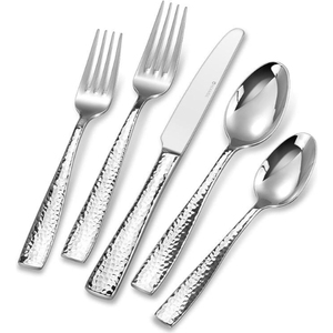 <b>Retro</b> Striped Ceramic Handle Flatware Set Stainless Steel Mirror Polish Dishwasher Safe For Party Use Handmade Cutlery Sets - Product Image 4