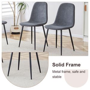 Set Tavolo da Pranzo Espandibile 59-71 Pollici con 4 Sedie in Lino Cotone Grigio Scuro, Tavolo Estraibile in MDF e Sedie Abbinate per Sala da Pranzo - Product Image 5