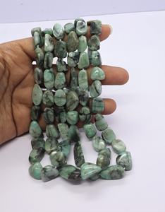 ลูกปัดมรกตทรงก้อนเรียบ AAA ขนาด 5x8-10x15 มม. ลูกปัดพลอยมรกตธรรมชาติ 20 นิ้ว ลูกปัดมรกตขัดเงาธรรมชาติ - Product Image 1