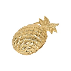 En promotion : Bol de service en métal doré en forme d'ananas avec couvercle sculpté, design original, fait main, pour fruits et collations, idéal pour les fêtes - Product Image 3