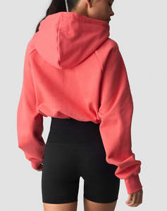 Fabricant OEM en gros de sweats à capuche courts personnalisés pour femmes, sweats à capuche zippés à épaules tombantes et manches longues pour femmes, à prix d'usine bas - Product Image 2