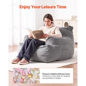 "Adult <b>Bean</b> <b>Bag</b> Chair with Armrests Plush Fluffy Filling Air/EPS Options" - Product Image 3